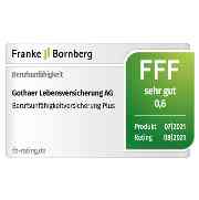 Franke & Bornberg, Rating 08/2021: Gothaer Berufsunfähigkeitsversicherung Plus "sehr gut" (0,6), Produkt 07/2021