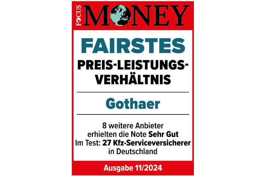 Focus Money: Gothaer: Fairstes Preis-Leistungs-Verhältnis - Sehr gut. Im Test: 27 Kfz-Serviceversicherer