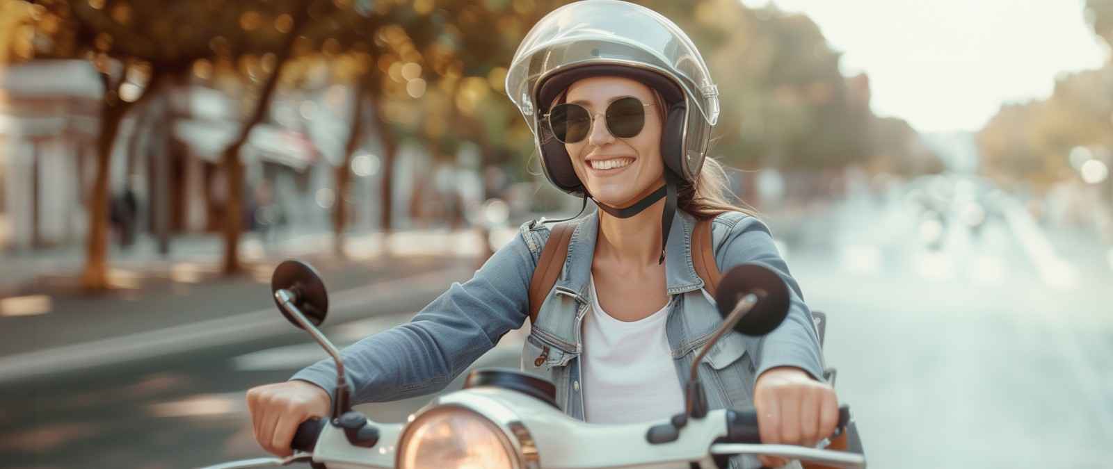 Gothaer Moped-Versicherung: Paar auf Moped ist froh, das KFZ gut versichert zu haben.