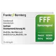 Franke & Bornberg, Rating 08/2021: Gothaer Krankenvollversicherung Grundschutz "hervorragend" (FFF), Produkt 02/2019
