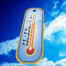 Thermometer: Ein Thermometer, das heiße Temperaturen anzeigt.