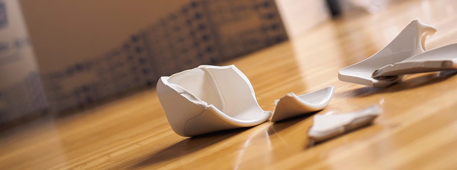 Bild: Scherben einer Vase auf dem Boden. Bild: Scherben einer Vase auf dem Boden.