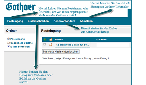 Kommentierter Webmailer-Eingang Kommentierter Webmailer-Eingang