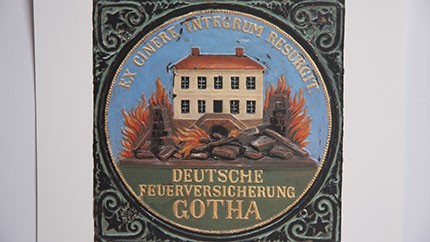 Feuerversicherungsschild aus dem Jahr 1860, Deutsche Feuerversicherung Gotha Feuerversicherungsschild aus dem Jahr 1860, Deutsche Feuerversicherung Gotha