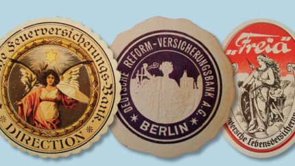 Siegelmarken verschiedener Versicherungsgesellschaften aus dem 19. Jahrhundert Siegelmarken verschiedener Versicherungsgesellschaften aus dem 19. Jahrhundert
