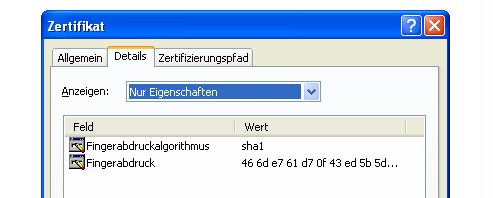 Screenshot: Zertifikat Screenshot: Zertifikat